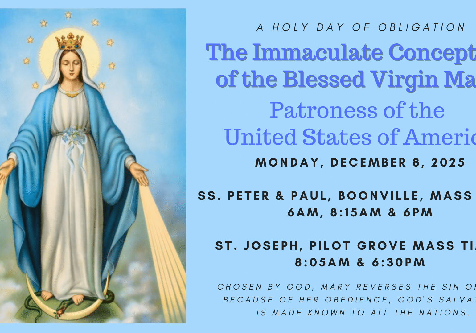 Immaculate Conception Mass Times